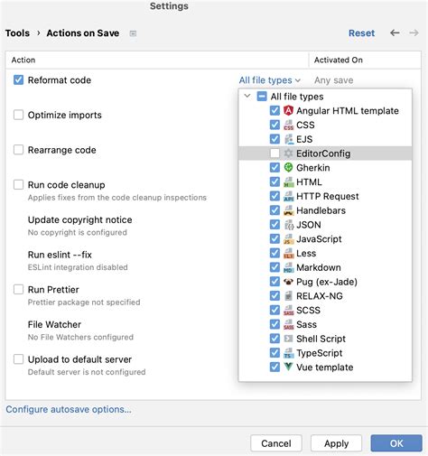 reformat code webstorm