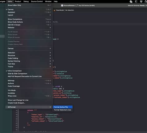 reformat code xcode