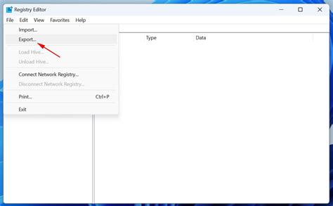 registry editor export