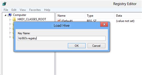 registry editor load hive