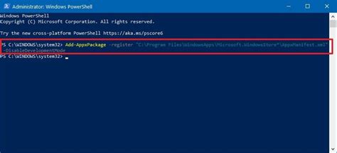 reinstall windows 10 app store powershell