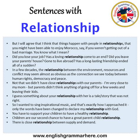 relationship example sentence