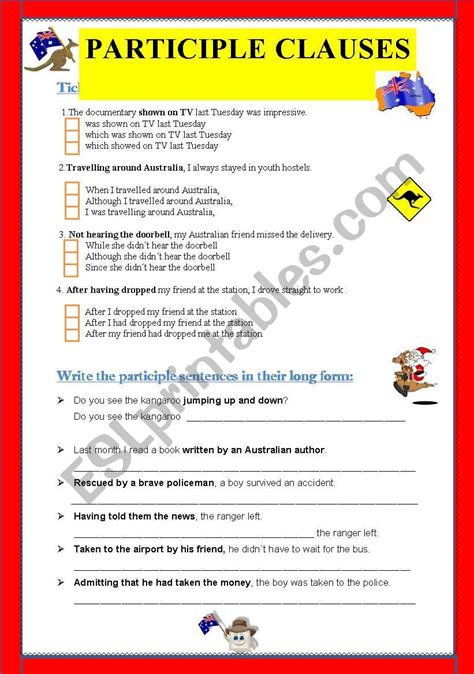relative and participle clauses exercises with answers pdf