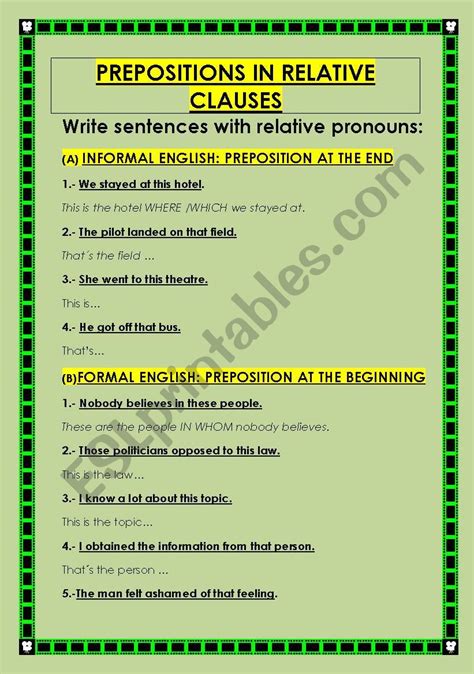 relative clauses with prepositional verbs exercises