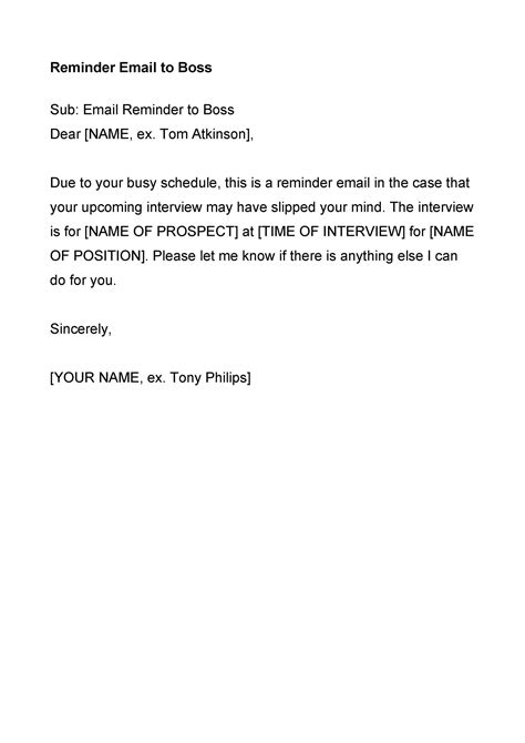 reminder email to client sample