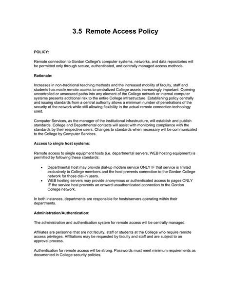 remote access policy examples