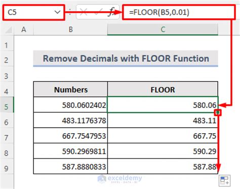 remove decimal places in excel chart