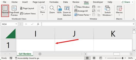 remove dotted vertical line in excel