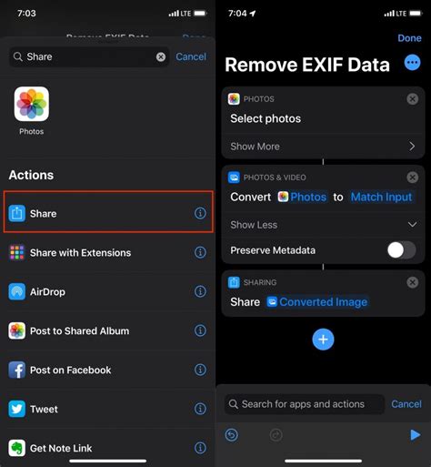 remove exif data iphone shortcut