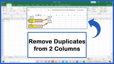 removing duplicates from two columns in excel