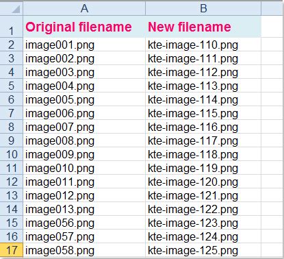 rename pdf files from excel list