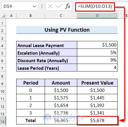 rent escalation formula in excel