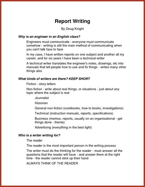 report writing format examples
