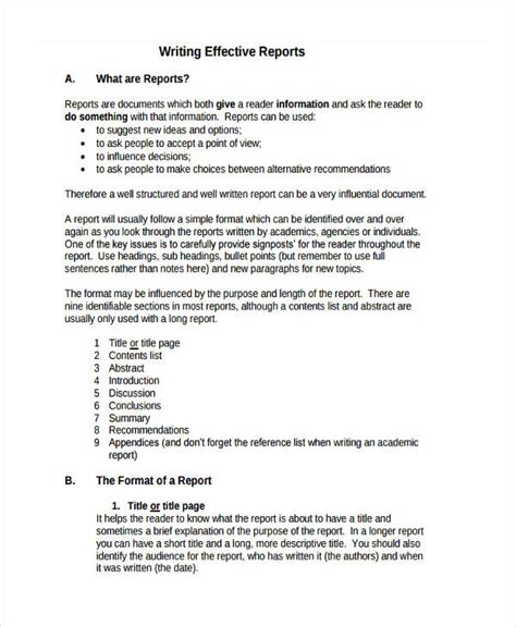 report writing questions examples