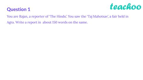 report writing questions for class 8 with answers