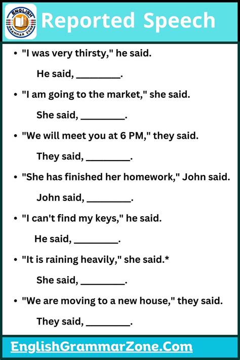 reported speech examples with answers class 10