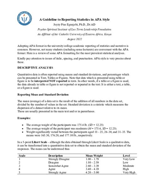 reporting data in apa format