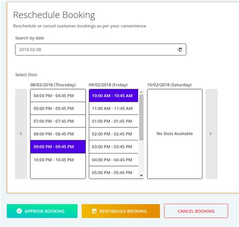 reschedule booking