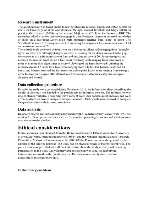 research instrument example using likert scale