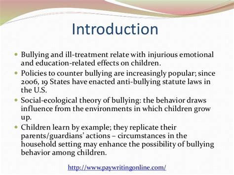 research introduction example about bullying
