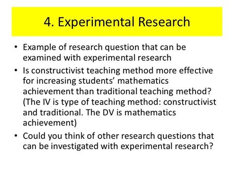 research question examples experimental
