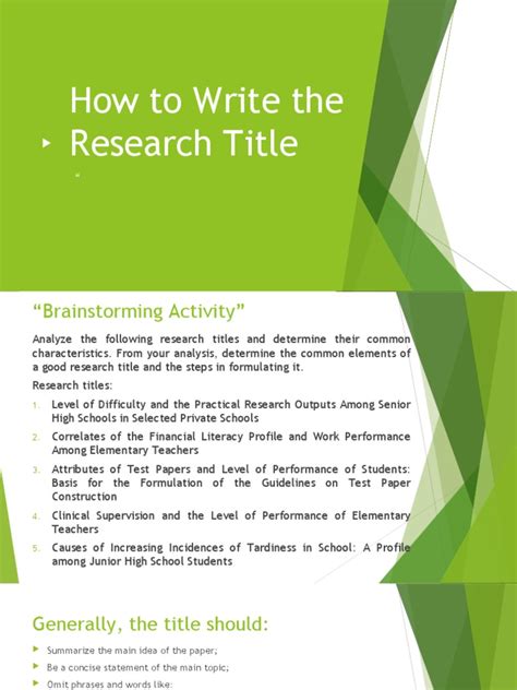 research title examples for grade 11