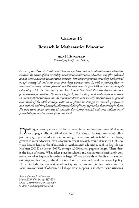 research topics in math education
