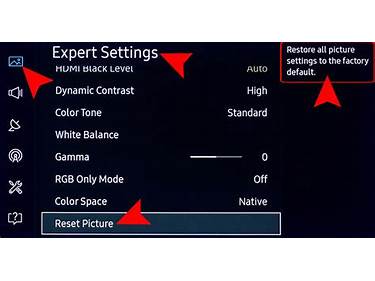 Reset Picture Settings Samsung TV