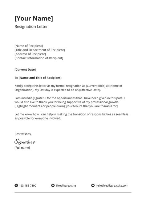 resignation letter sample format pdf