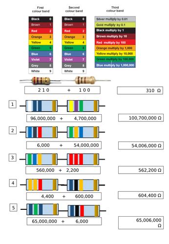 resistor colour code questions and answers pdf
