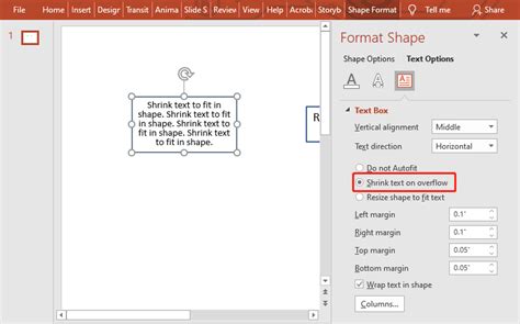 resize shape to fit text powerpoint shortcut