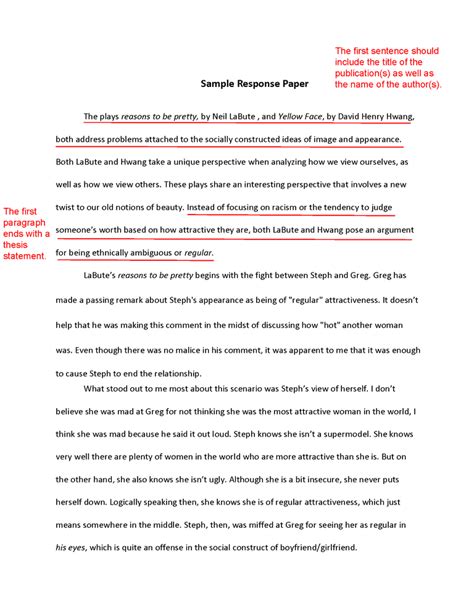 response paper format example