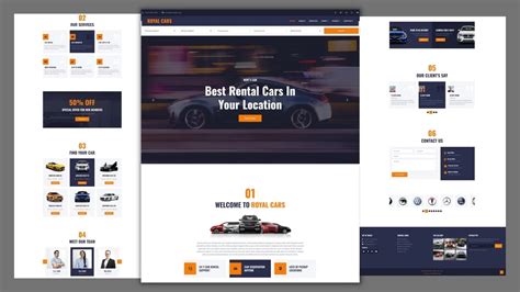 responsive car rental website using html css and javascript source code
