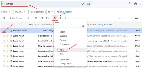 restore email in gmail