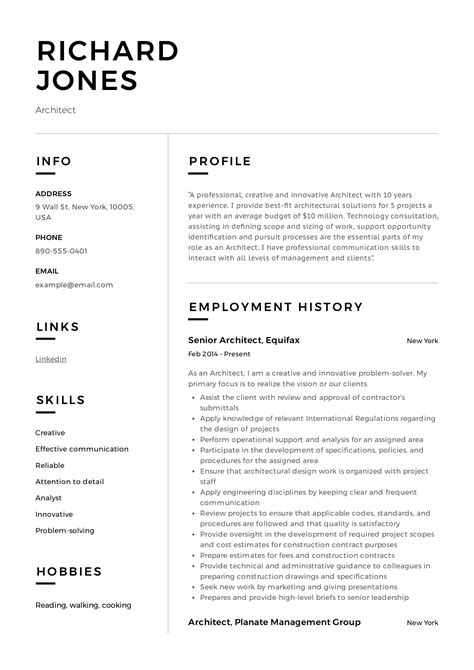 resume architecture examples