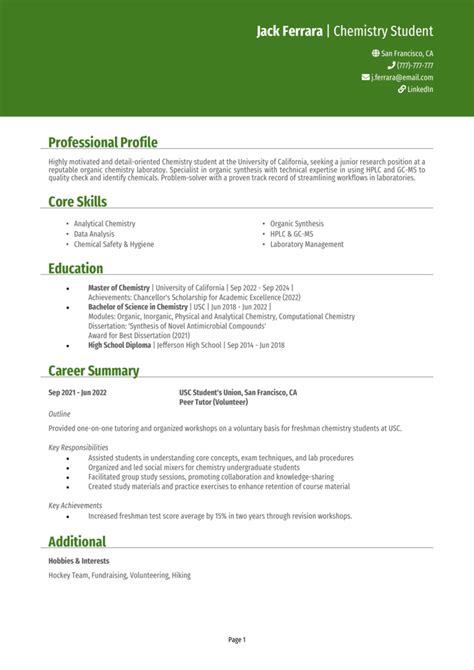 resume description examples with no experience