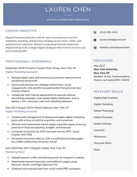 resume example one page