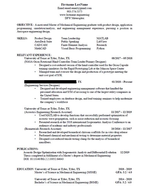 resume examples with master's degree