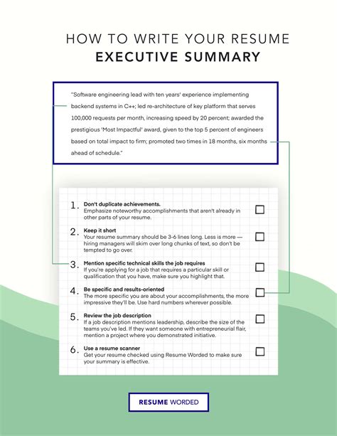 resume executive summary examples