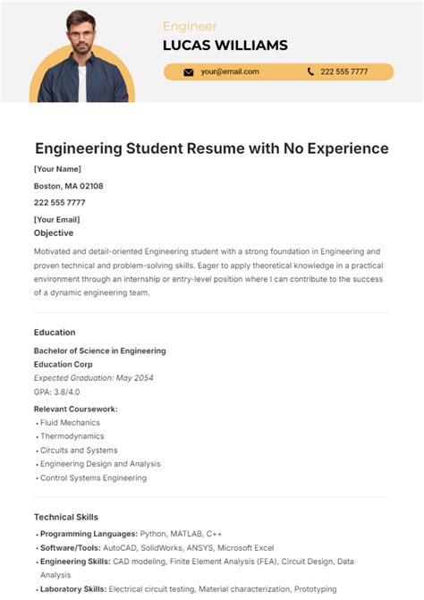 resume for engineering students with no experience template