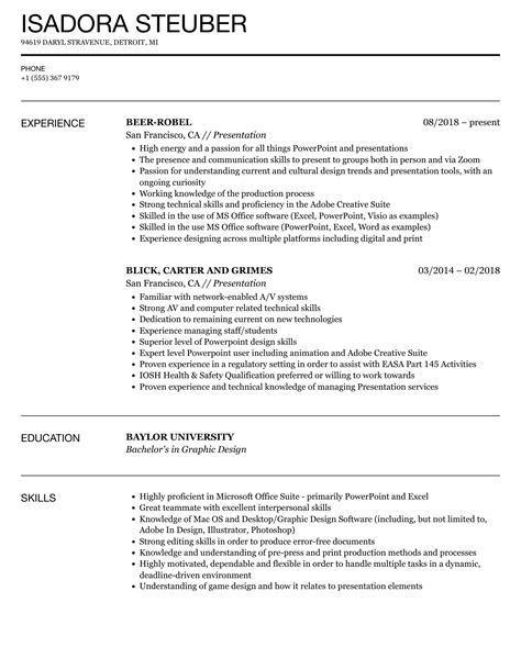 resume presentation examples