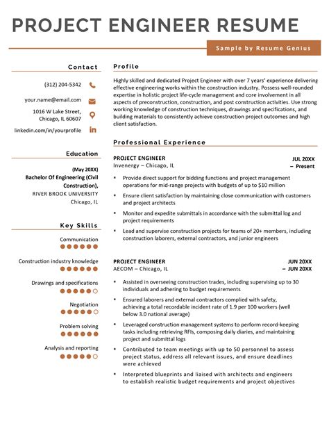 resume project list examples