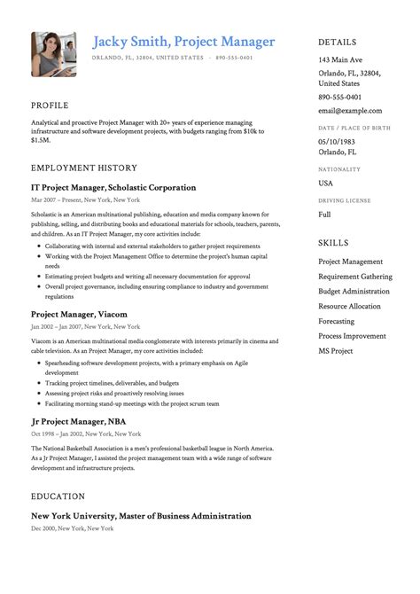 resume summary example project manager