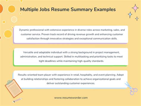 resume summary examples for multiple jobs reddit