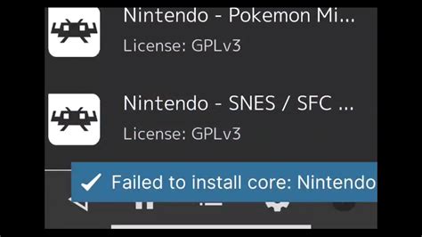 retroarch android failed to install core