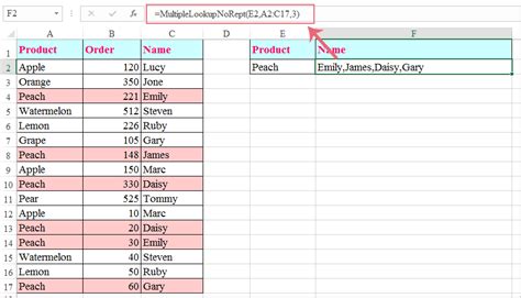 return multiple values in excel