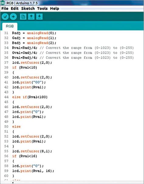 rgb led color change arduino code