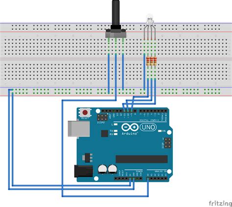rgb led with potentiometer arduino code