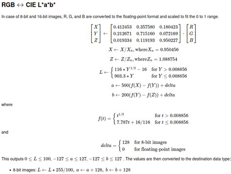 rgb to lab formula excel