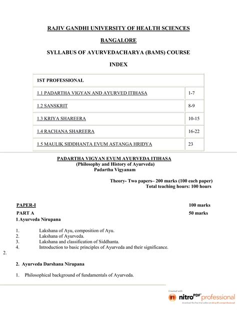 rguhs bams 1st year syllabus